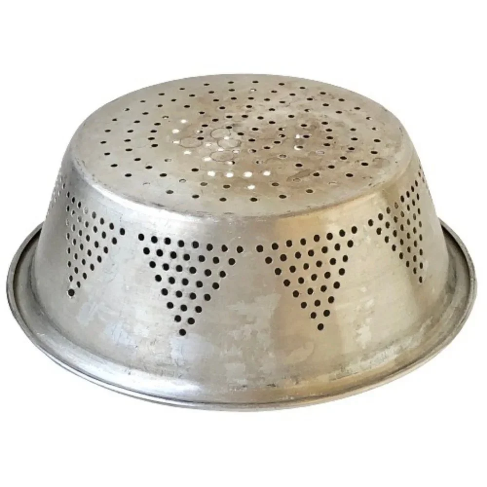 Aluminum Colander Basket Strainer Cooking Kitchen Utensil Vintage USED
